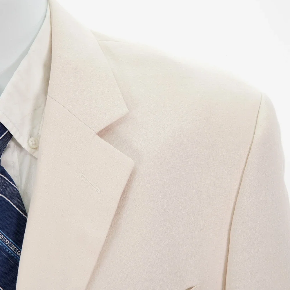 Joseph & Feiss Silk Cotton Bamboo Cream Blazer 38L Tagged 42L
